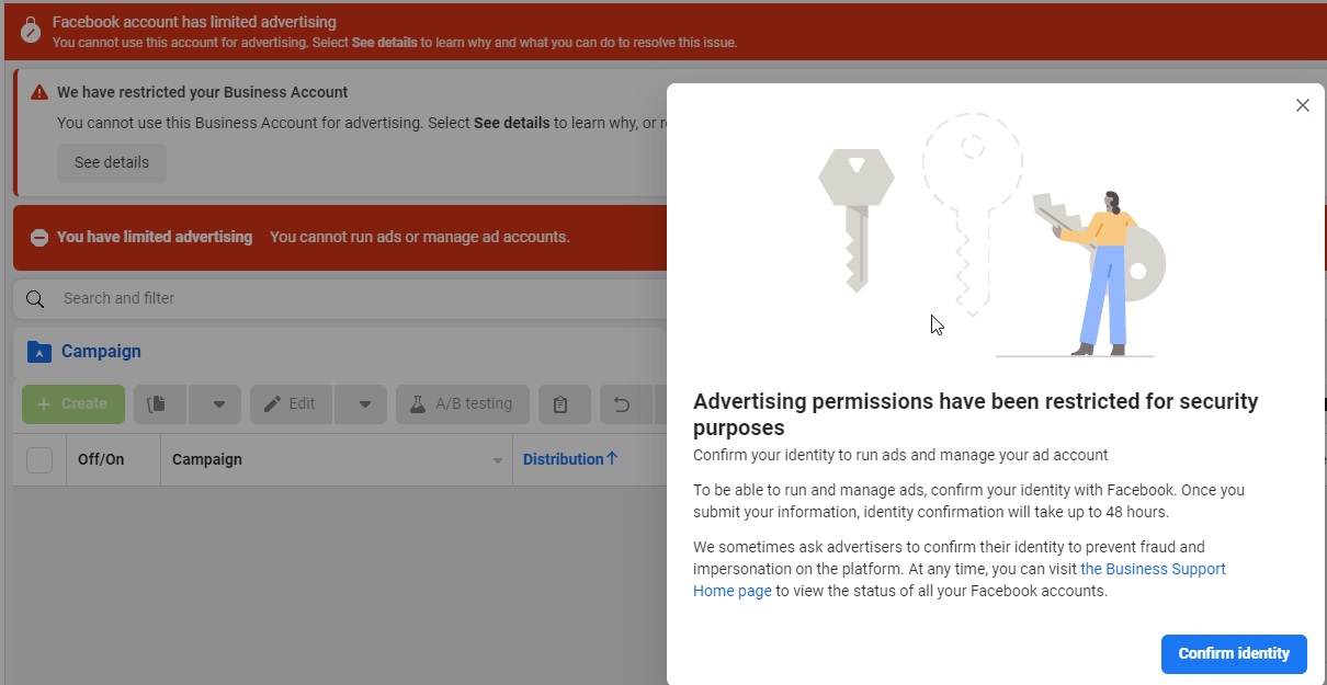 Temporarily Disabled Facebook Account